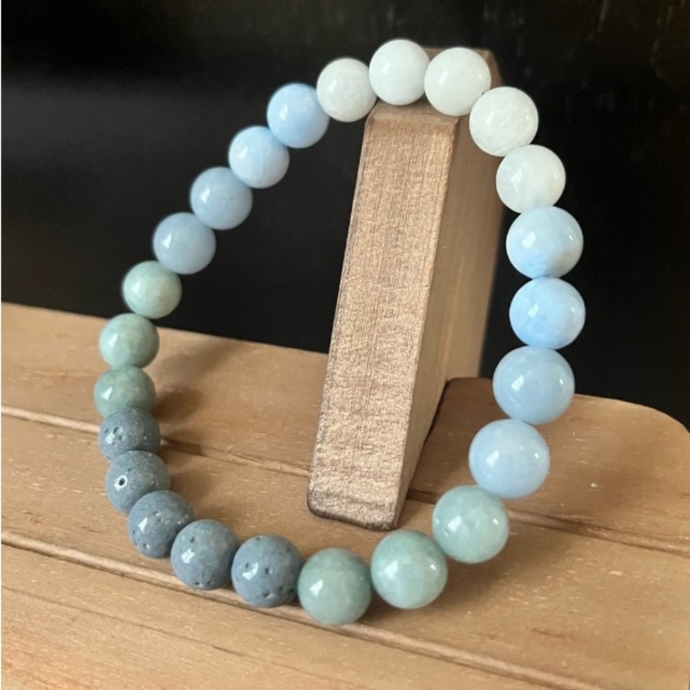 Angelite Moonstone Coral NWT Stretch Bracelet
